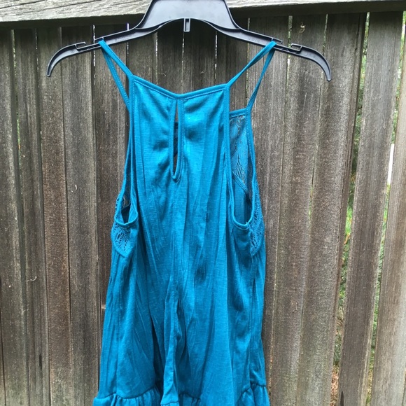 Blue Anthropologie cutout medium tank top blouse - Picture 2 of 3